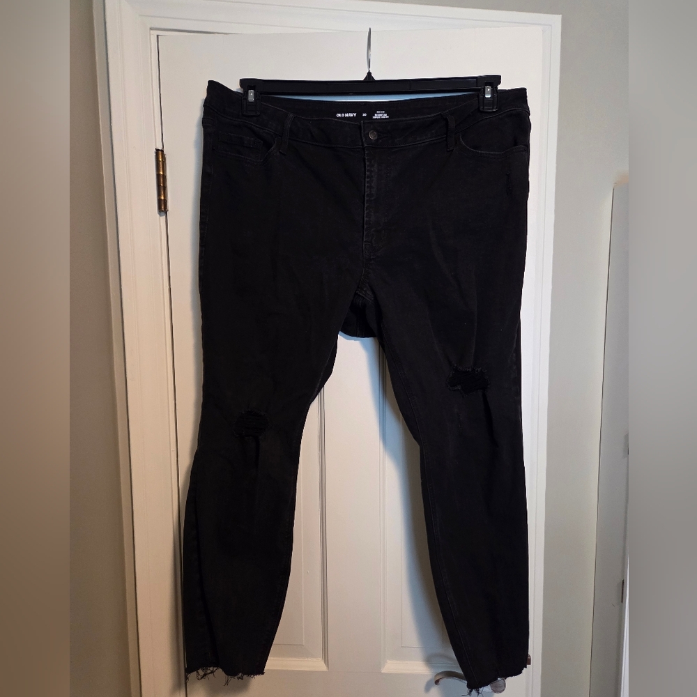 Women's Old Navy Black Distressed Jeans Size 20 NWOT Rockstar super skinny